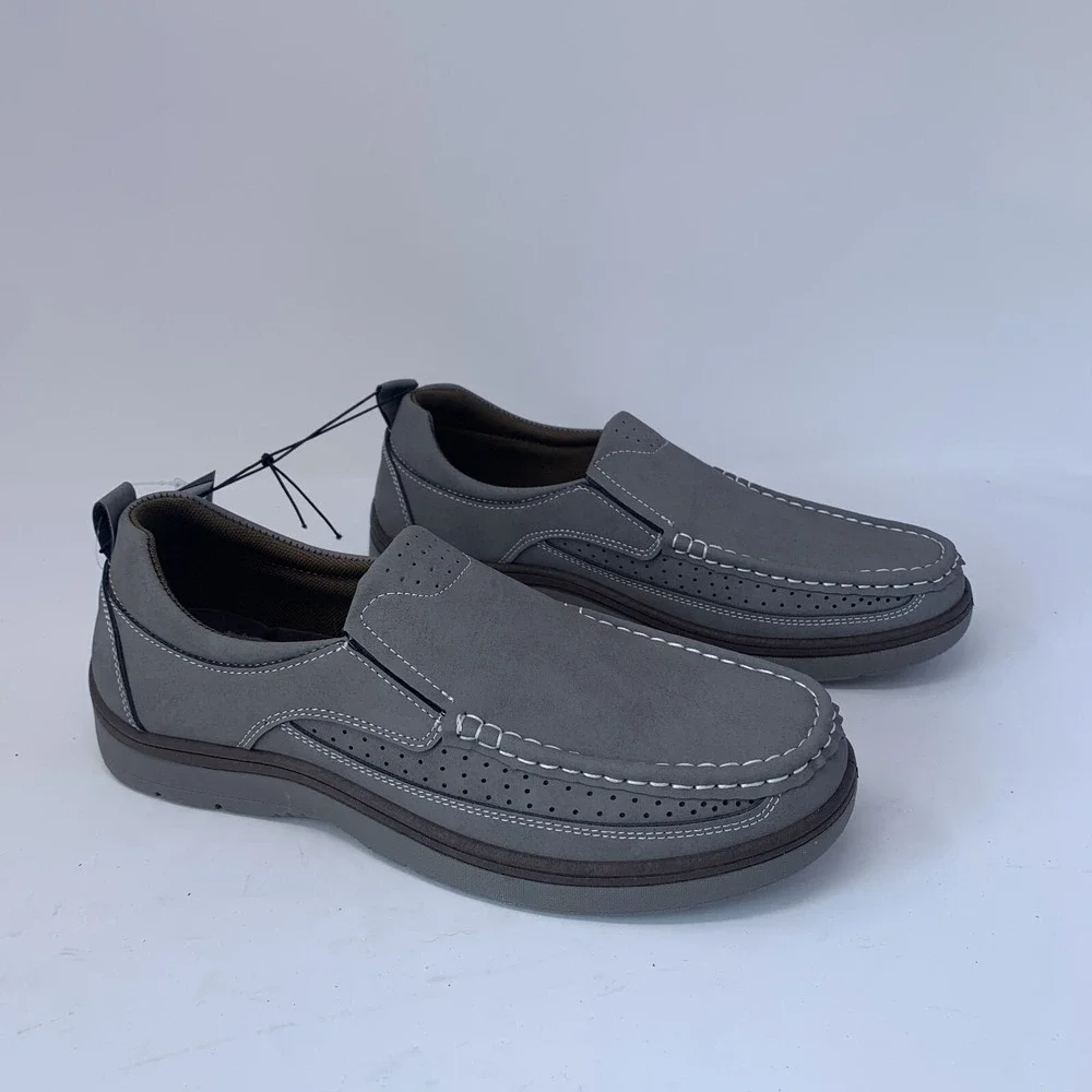 Aston Marc Newport H-7042 Loafers Men's 9 Gray Moc Toe Casual Slip On Shoes 8104